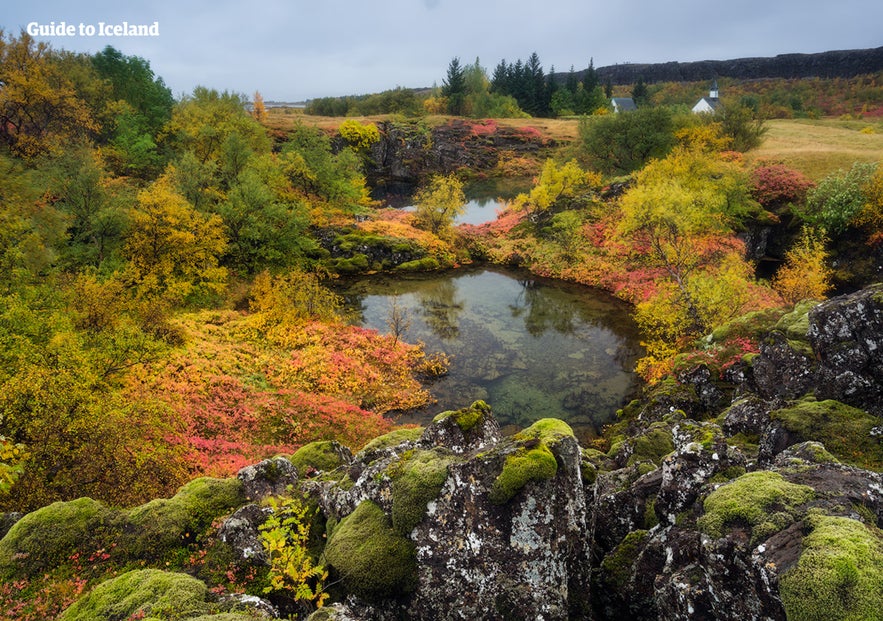 Þingvellir National Park during the summertime in Iceland.