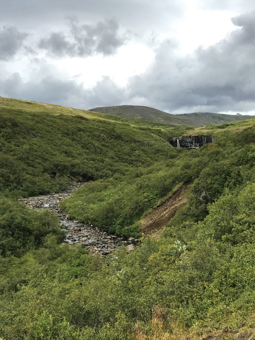 Schon aus der Ferne erkennt man den Svartifoss