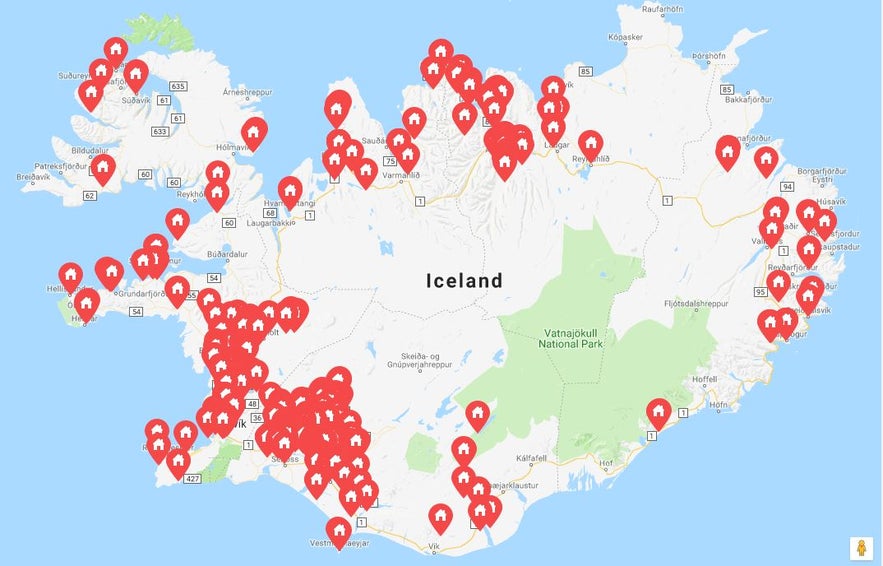 アイスランド各地にあるコテージ