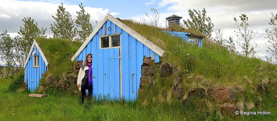 Turf outhouses at Vallarhjáleiga in Flóahreppur in South-Iceland