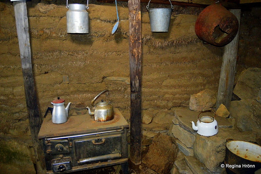 Inside Sænautasel turf house in East-Iceland