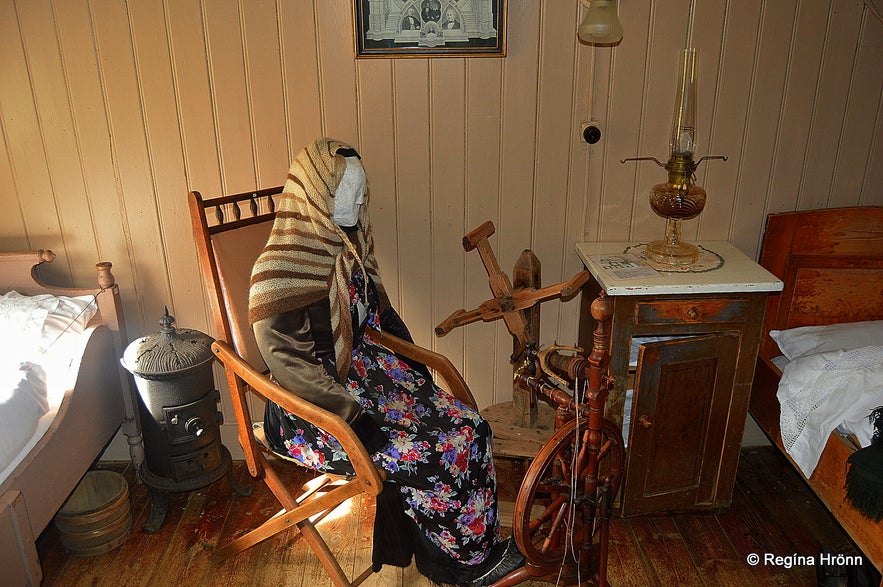 Inside Bustarfell turf house in East-Iceland