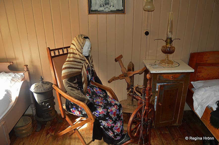 Inside Bustarfell turf house in East-Iceland