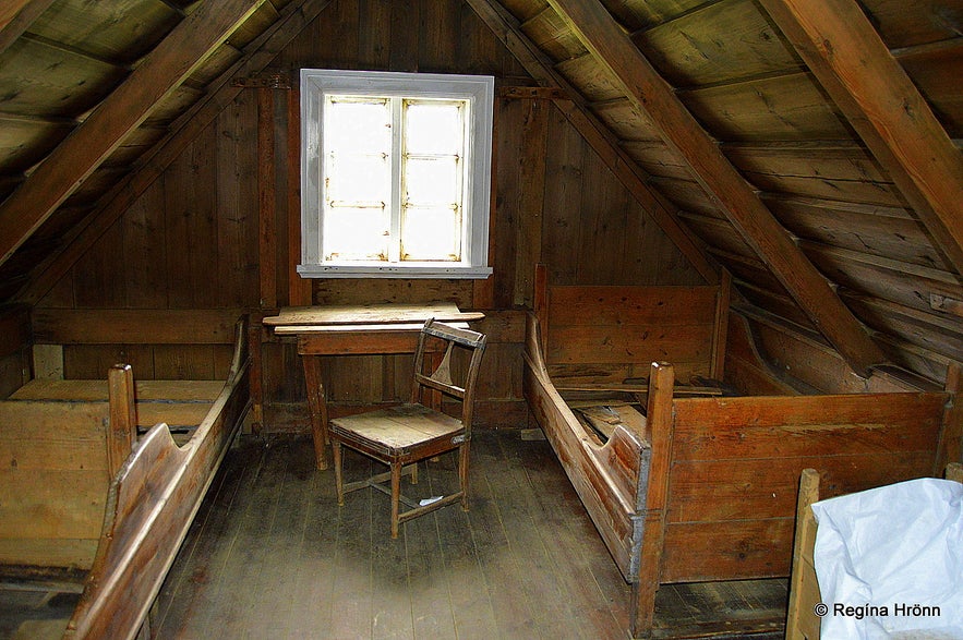 Inside Keldur turf house in South-Iceland