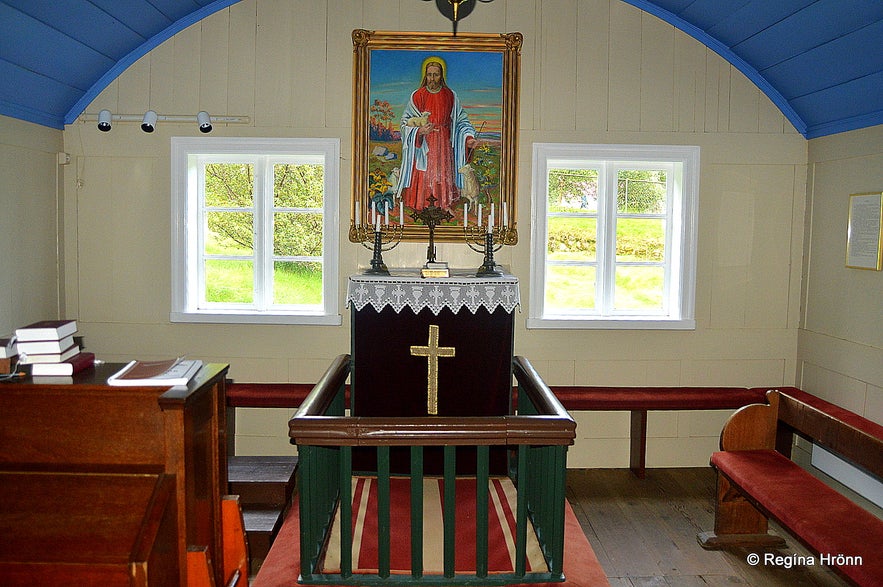 Hofskirkja turf church in South-Iceland inside