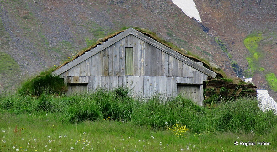 Turf outhouse in Svarfaðardalur in North-Iceland