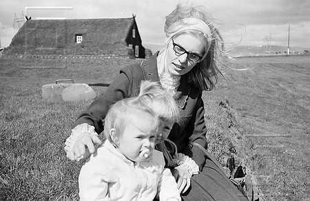 By Árbæjarkirkja turf church in SW-Iceland in 1966