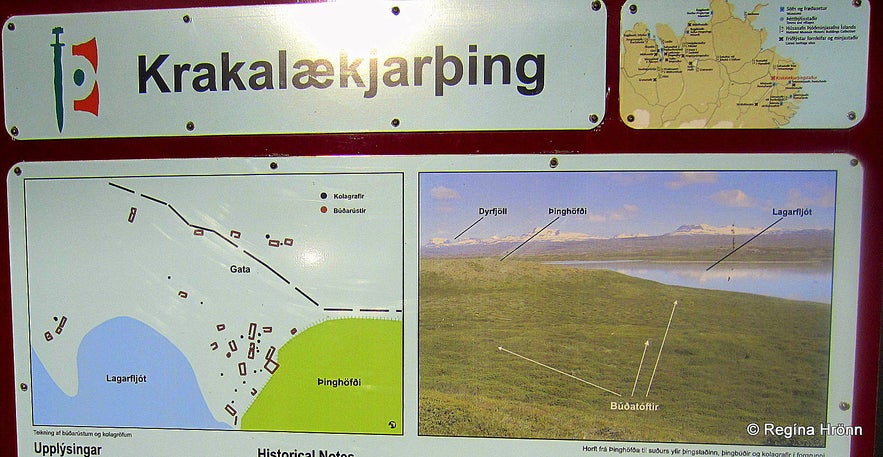 Krakalækjarþing ruins in East-Iceland information sign