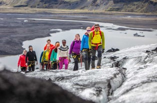 Hiking on Sólheimajökull glacier provides an easy introduction to the sport of glacier hiking.