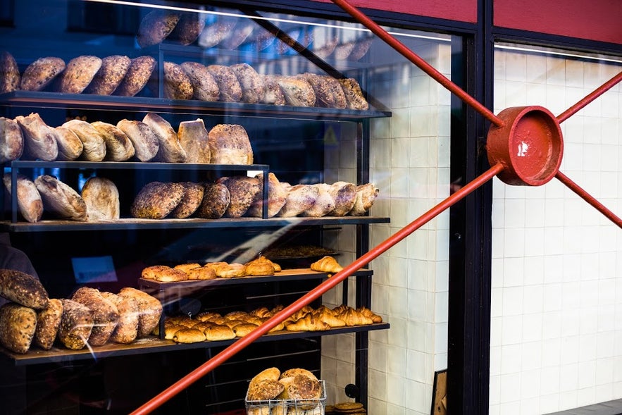 Freshly baked breads at Bread & Co at Hlemmur Food Hall in Reykjavík