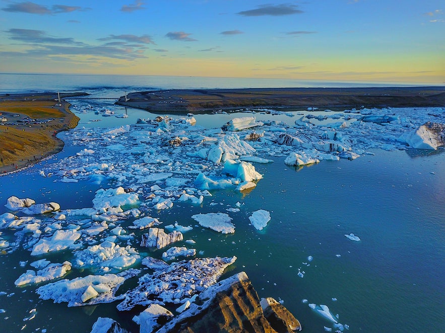 Sunset at Jokulsarlon, Iceland