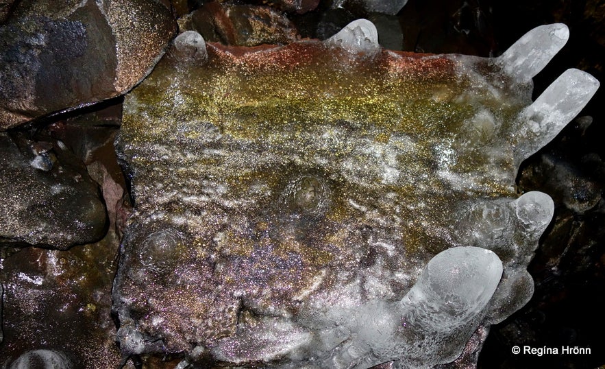 Lava Formations and Colours in Víðgelmir Lava Cave in West-Iceland