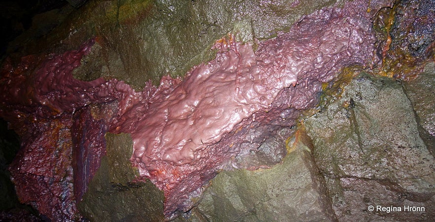 Lava Formations and Colours in Víðgelmir Lava Cave in West-Iceland