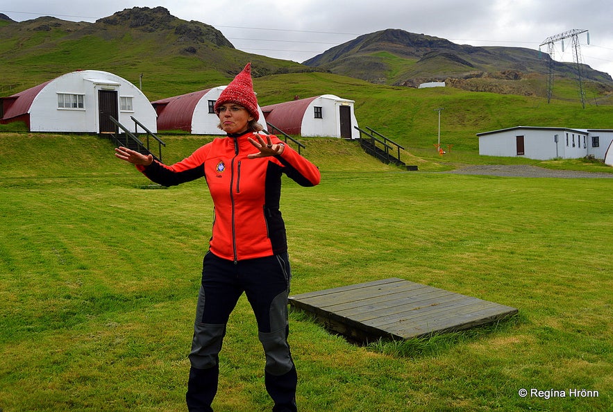 The guide by the barracks in Hvalfjörður