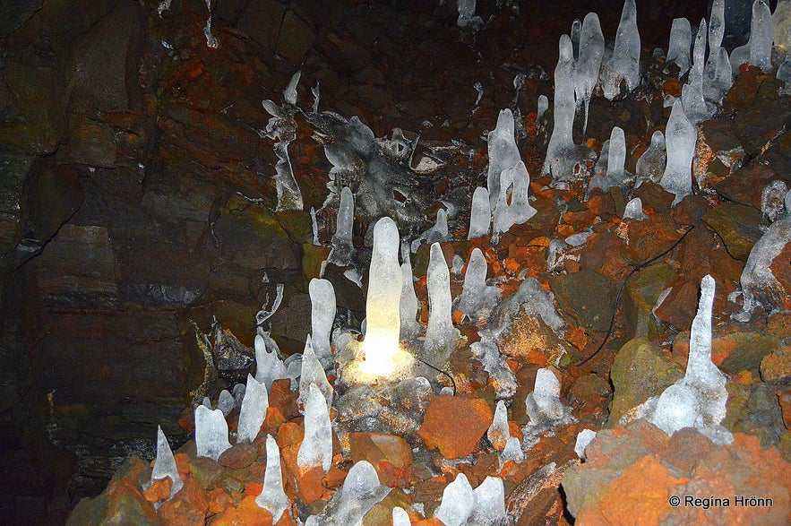 Lava Formations and Colours in Víðgelmir Lava Cave in West-Iceland