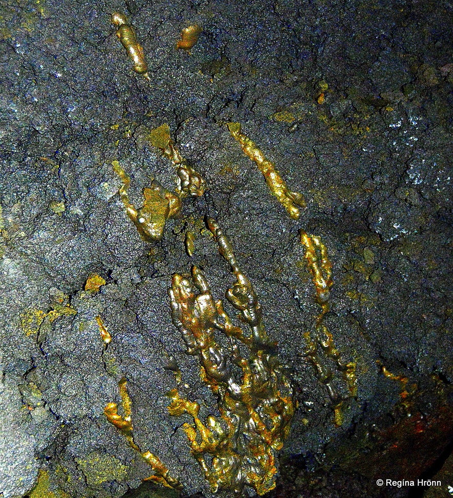 Lava Formations and Colours in Víðgelmir Lava Cave in West-Iceland