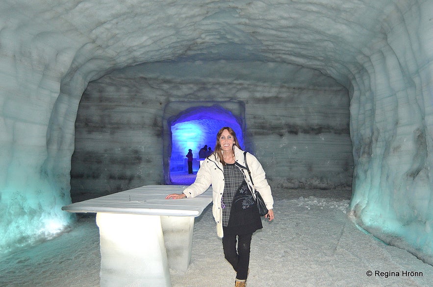 Regína in the Ice Cave Tunnel in Langjökull Glacier in Iceland - Into the Glacier