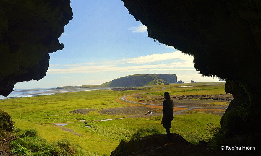Regína inside Loftsalahellir cave South-Iceland Regína inside Loftsalahellir cave South-Iceland