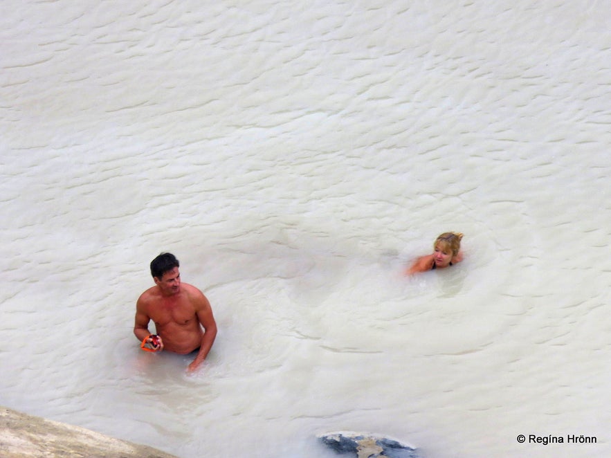 Taking a bath in Víti explosion crater by Askja