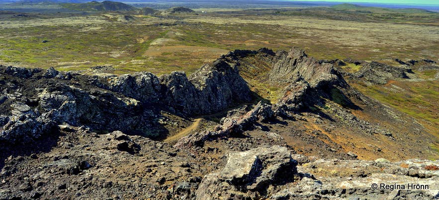 Burfellsgja Lava Gorge and volcanic landscape in Iceland