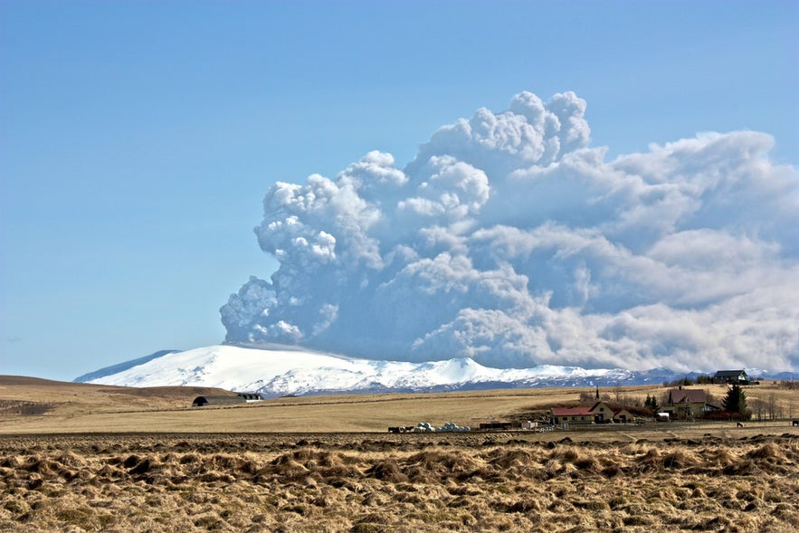 Eyjafjallajökull captured during its 2010 eruption.