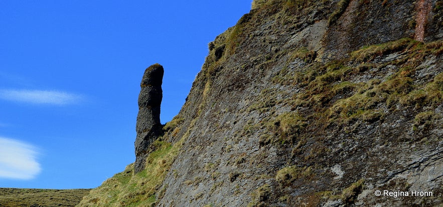 A phallus looking rock formation at Kirkjubæjarklaustur