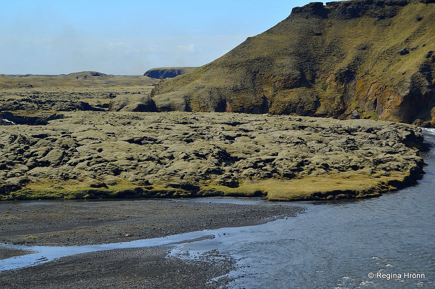 Eldmessutangi spit where the lava flow stopped