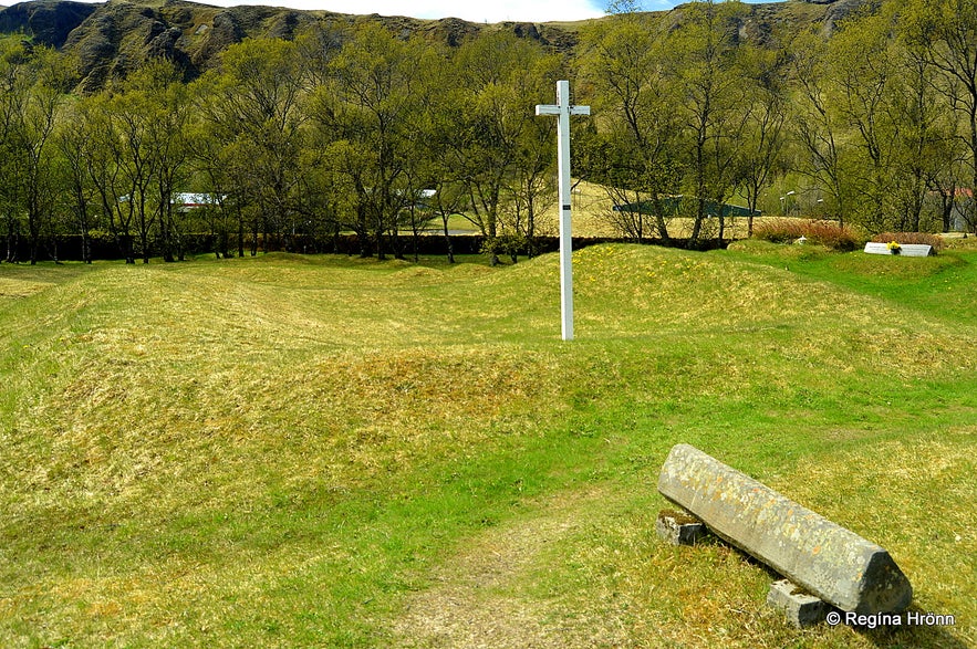 In front of the chapel in Kirkjubæjarklaustur, south Iceland