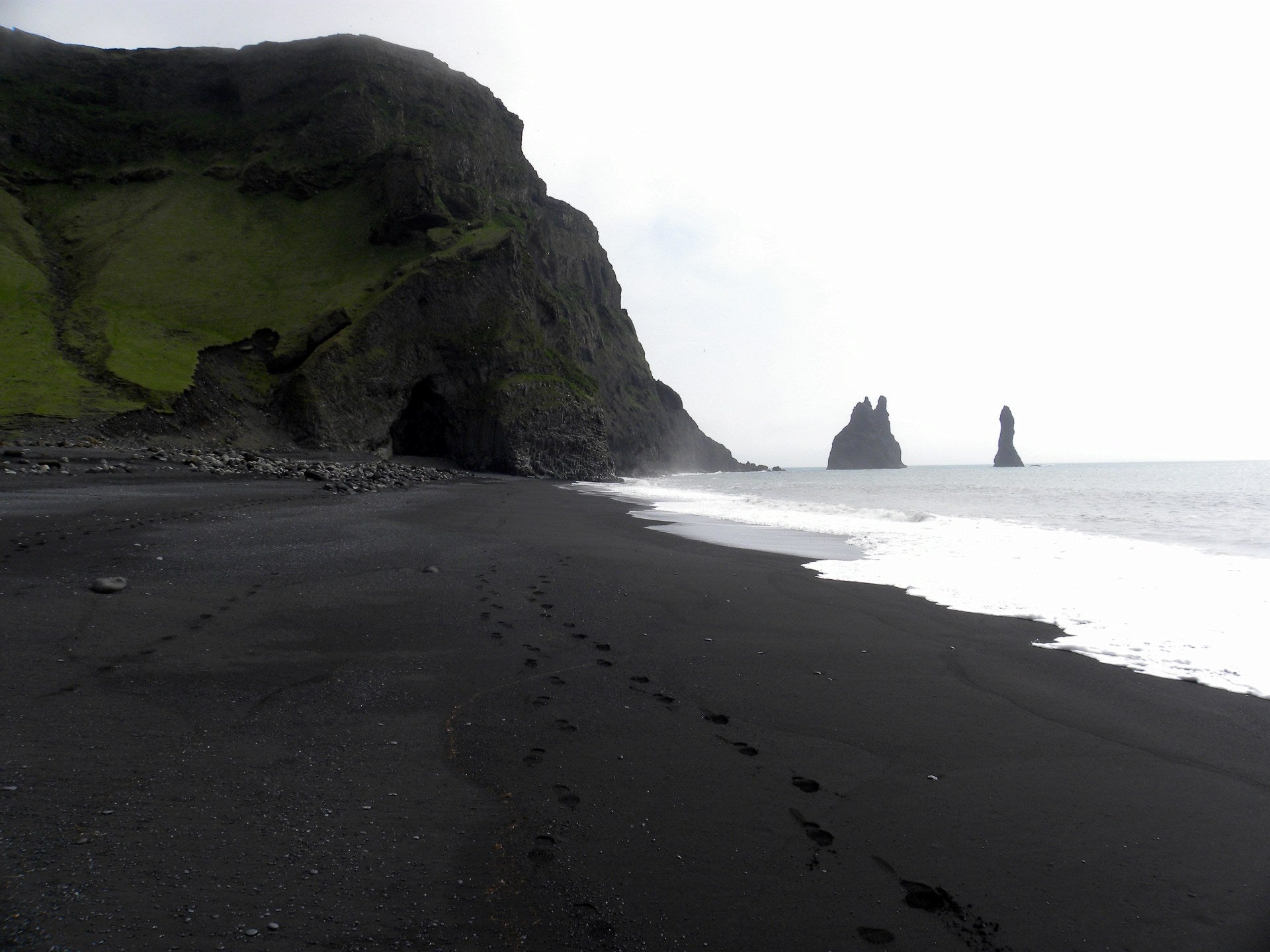 The black sands of Reynisfjara beach are vast.