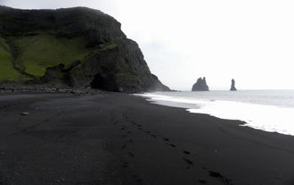 The black sands of Reynisfjara beach are vast.