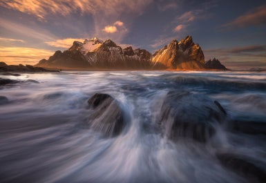 The dramatic Vestrahorn mountain dominating the landscape.