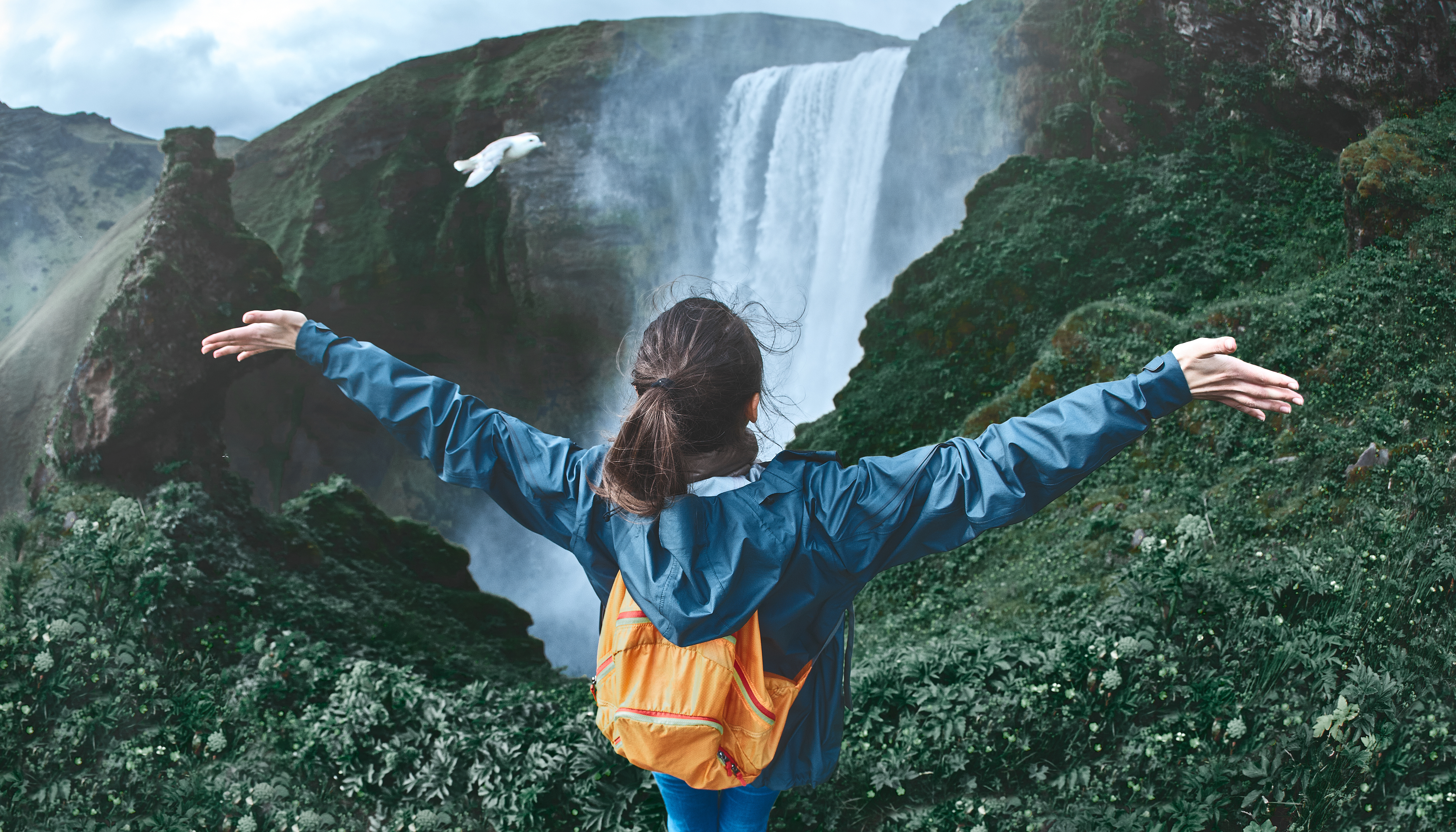 A path by Skogafoss waterfall allows you to see it from different angles.