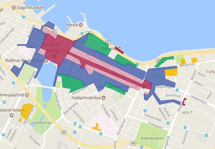 冰島停車場收費範圍地圖