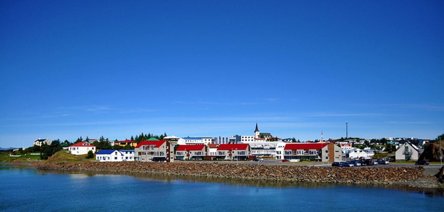 Borgarnes from the ocean.