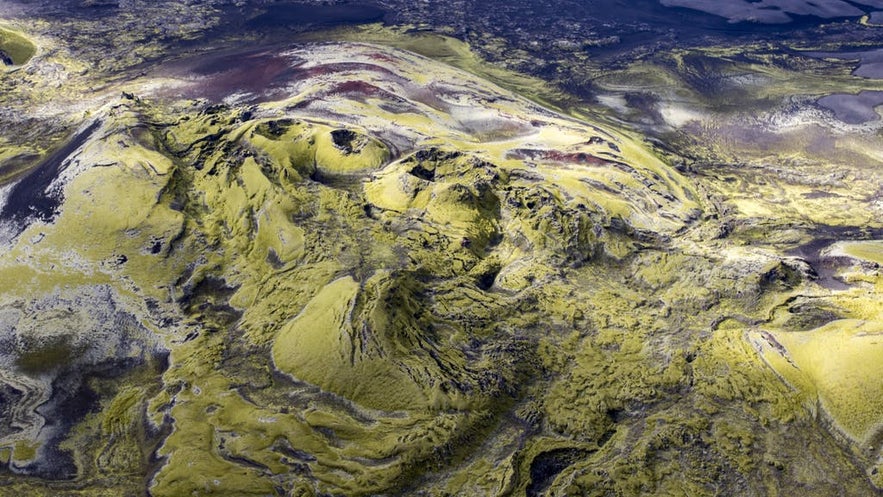 Laki craters seen from a magical flightseeing tour in Iceland