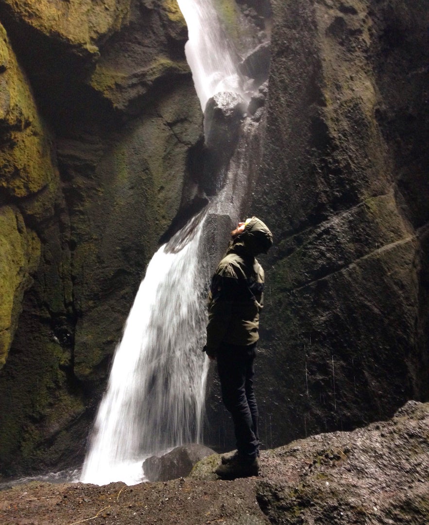 The waterfall at the end of Stakkholtsgjá canyon is well worth the visit