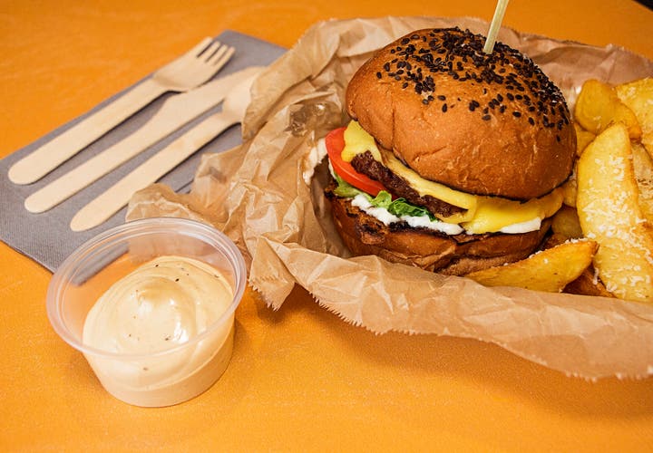 Juicy street food burger from Geiri Smart in Reykjavík