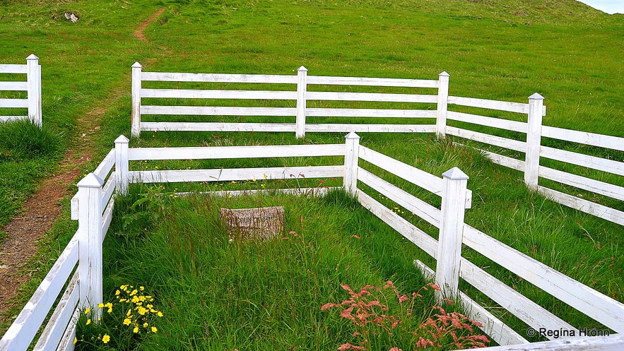 The memorial stone for Guðrún Ósvífursdóttir at Helgafell