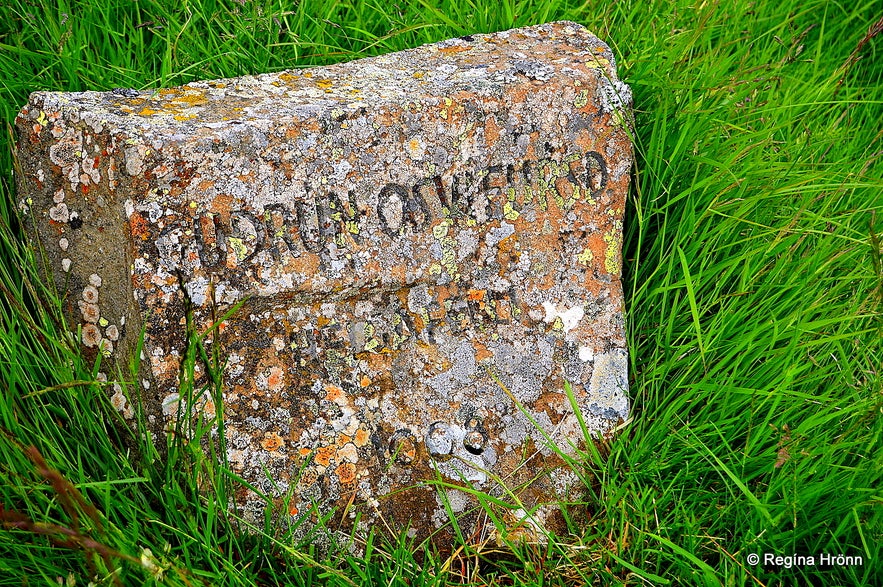 The memorial stone for Guðrún at Helgafell Snæfellsnes