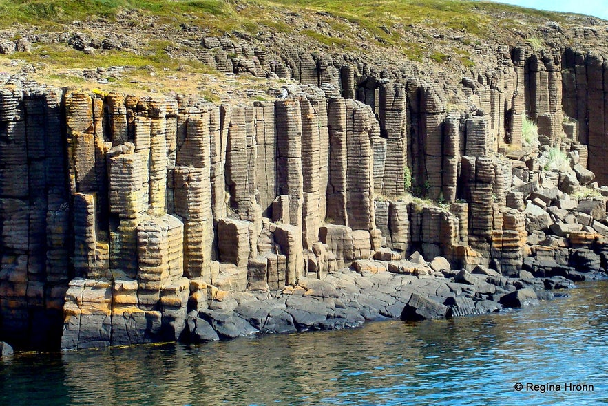 Basalt columns in Breiðafjörður bay, west Iceland