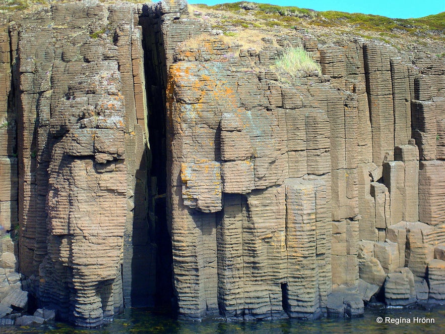 Basalt columns in Breiðafjörður bay, west Iceland