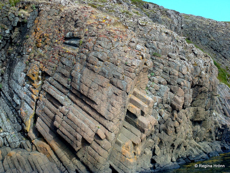 Basalt columns in Breiðafjörður bay, west Iceland