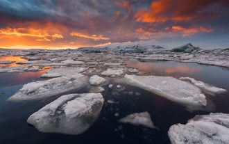 La lagune glaciaire est située au sud-est de l'Islande.