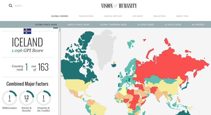 冰島全球和平指數2018