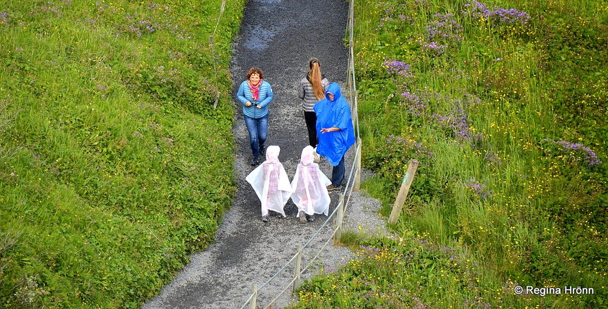 The path leading to Gullfoss can be wet and there will be some mist