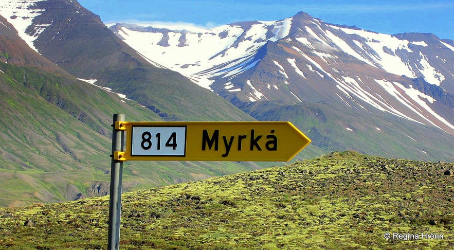Road sign for Myrká Road sign for Myrká