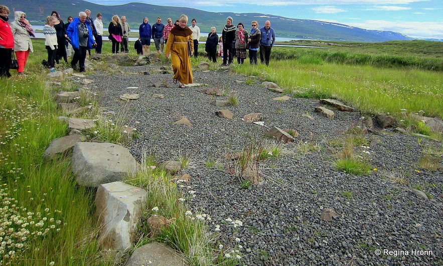 Woman dressed in medieval costume at Gásir in north Iceland