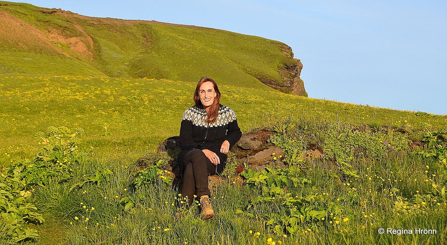 Regína Hiking on Hjörleifshöfði cape South-Iceland