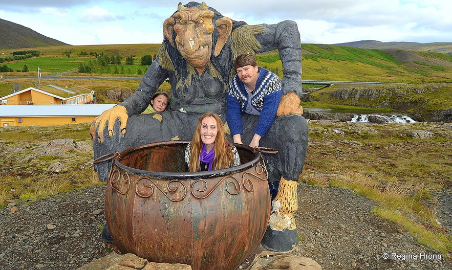 Sitting in the cauldron of Grýla at Fossatún in West-Iceland