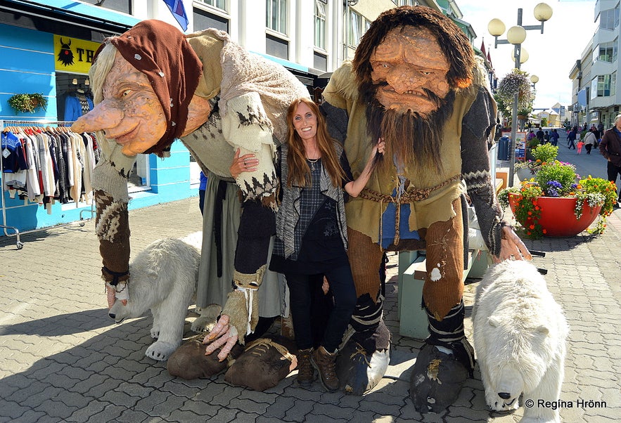 Regína with Grýla and Leppalúði in Akureyri, the capital of the North